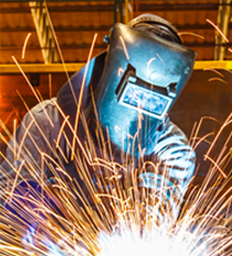 Welder with sparks